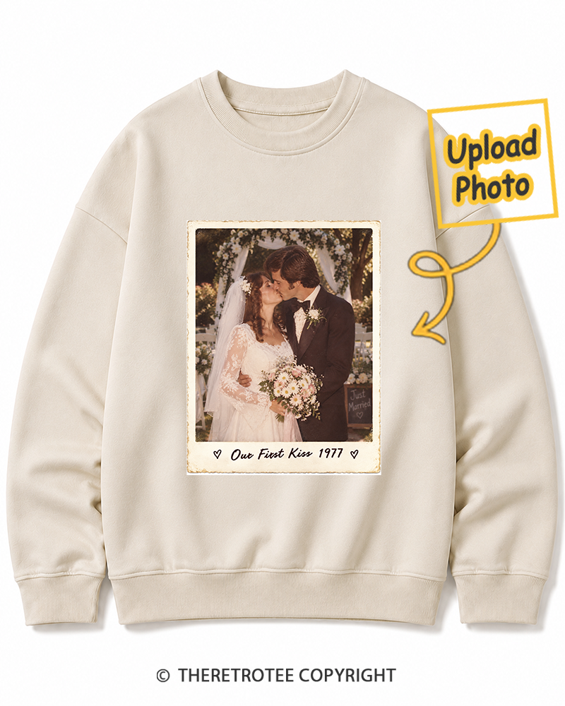 TheRetroTee Personalized Our First Kiss 1977 Sweatshirt