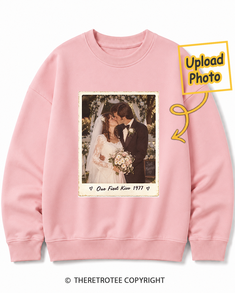 TheRetroTee Personalized Our First Kiss 1977 Sweatshirt