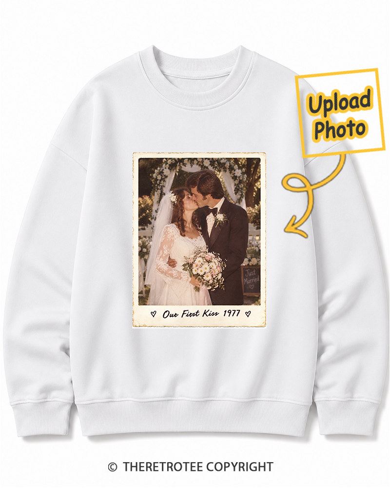 TheRetroTee Personalized Our First Kiss 1977 Sweatshirt