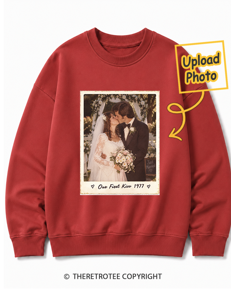 TheRetroTee Personalized Our First Kiss 1977 Sweatshirt