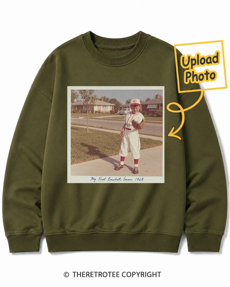 TheRetroTee Personalized My First Baseball Game 1968 Sweatshirt