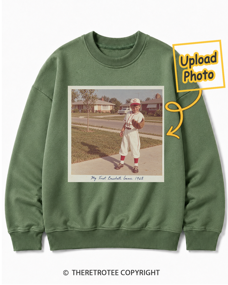 TheRetroTee Personalized My First Baseball Game 1968 Sweatshirt