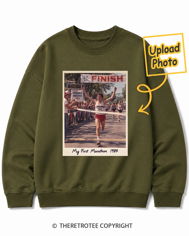 TheRetroTee Personalized My First Marathon 1984 Sweatshirt
