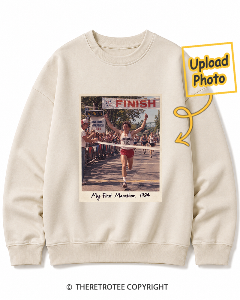 TheRetroTee Personalized My First Marathon 1984 Sweatshirt