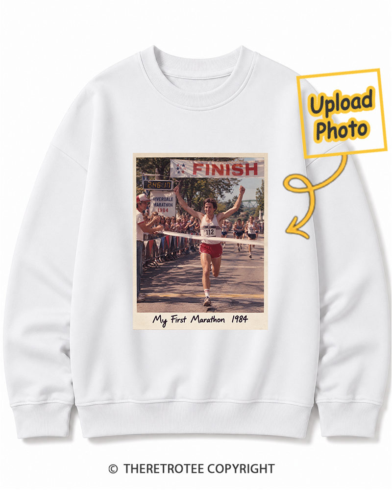 TheRetroTee Personalized My First Marathon 1984 Sweatshirt