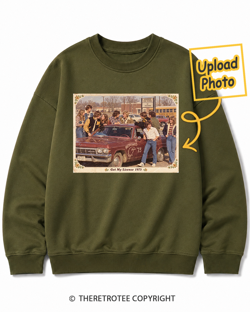 TheRetroTee Personalized Got My License 1973 Sweatshirt