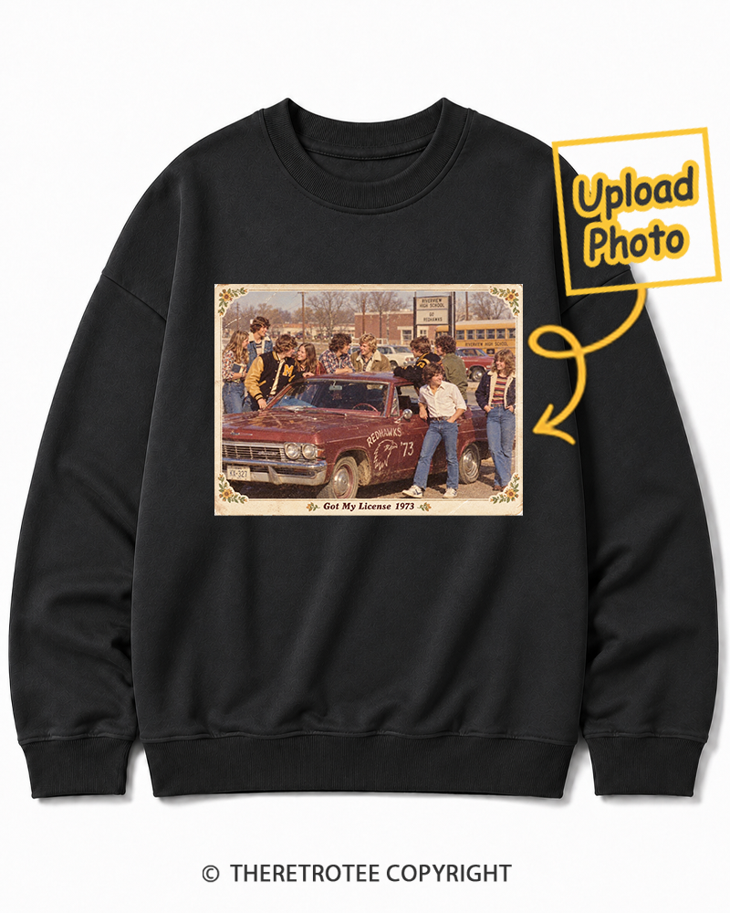 TheRetroTee Personalized Got My License 1973 Sweatshirt