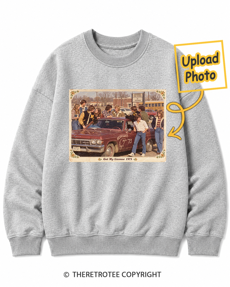 TheRetroTee Personalized Got My License 1973 Sweatshirt