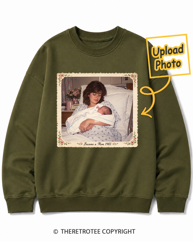 TheRetroTee Personalized Became a Mom 1983 Sweatshirt