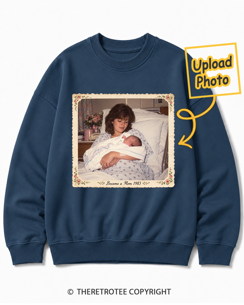 TheRetroTee Personalized Became a Mom 1983 Sweatshirt