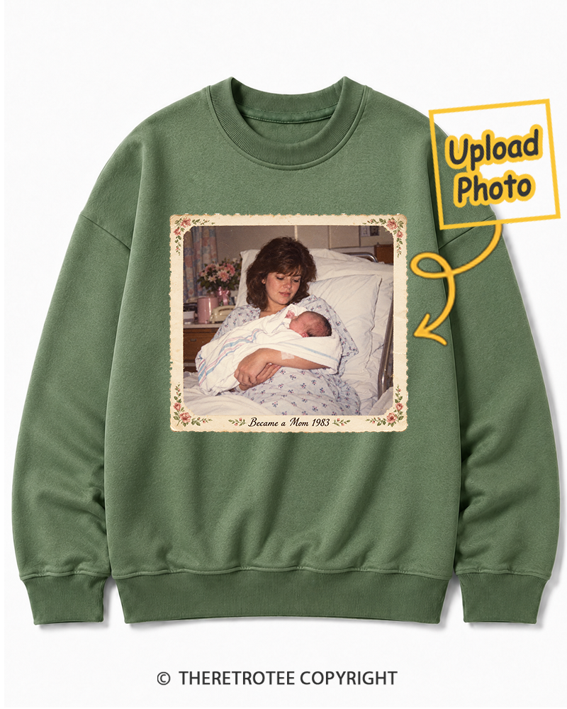 TheRetroTee Personalized Became a Mom 1983 Sweatshirt