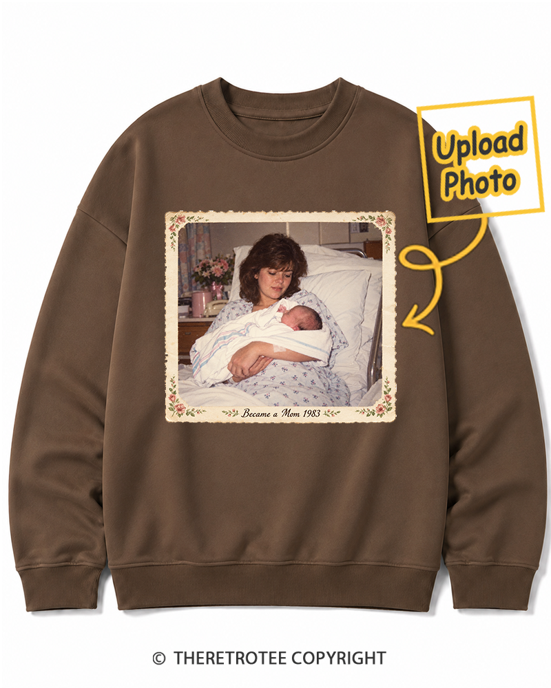TheRetroTee Personalized Became a Mom 1983 Sweatshirt