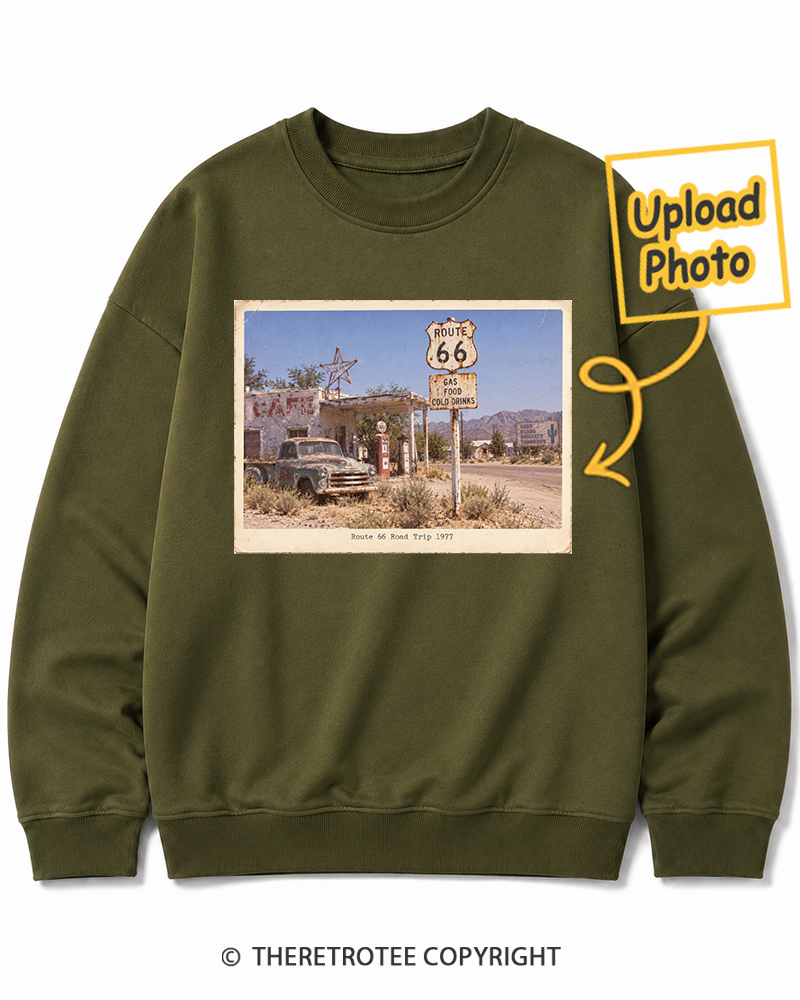 TheRetroTee Personalized Route 66 Road Trip 1977 Sweatshirt