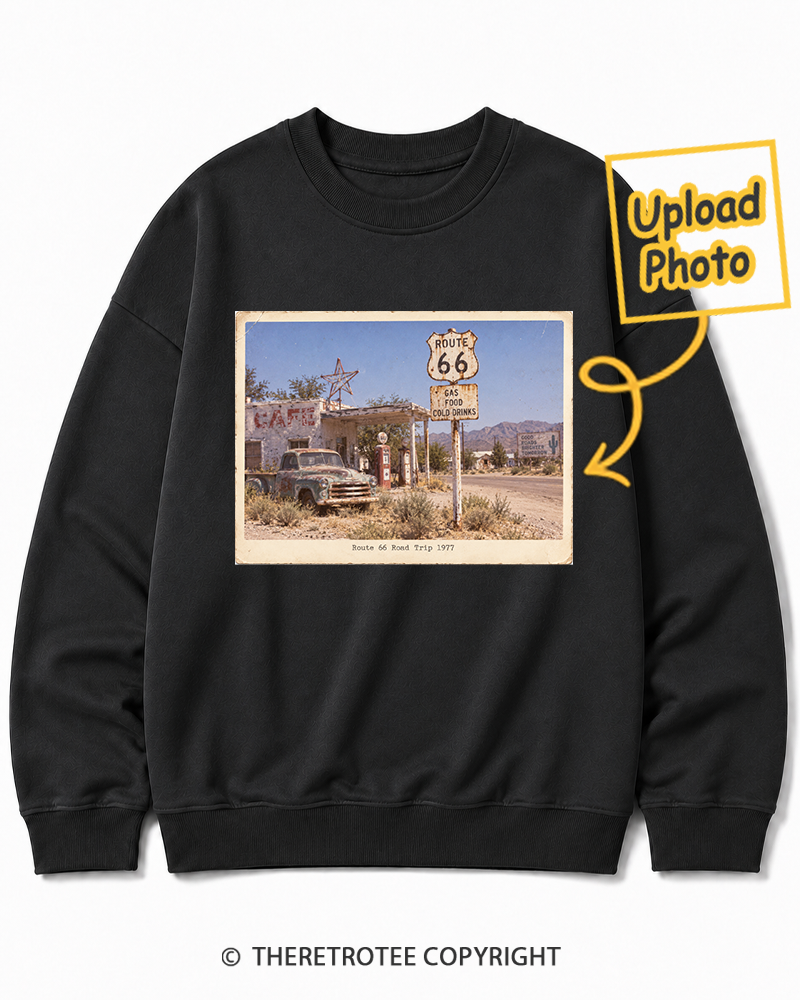 TheRetroTee Personalized Route 66 Road Trip 1977 Sweatshirt