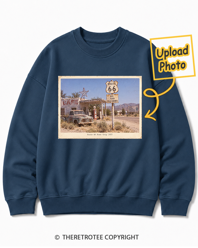 TheRetroTee Personalized Route 66 Road Trip 1977 Sweatshirt