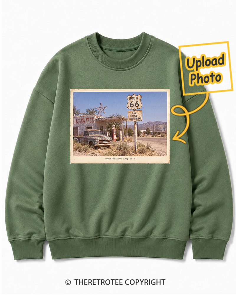 TheRetroTee Personalized Route 66 Road Trip 1977 Sweatshirt