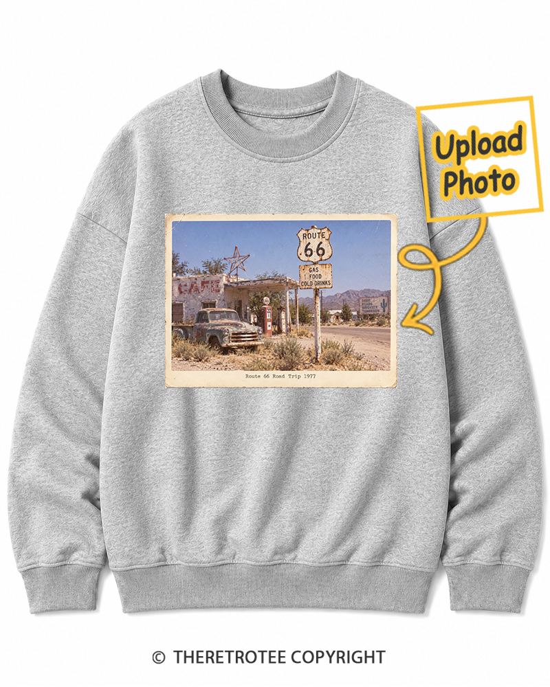 TheRetroTee Personalized Route 66 Road Trip 1977 Sweatshirt