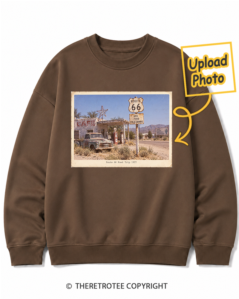 TheRetroTee Personalized Route 66 Road Trip 1977 Sweatshirt