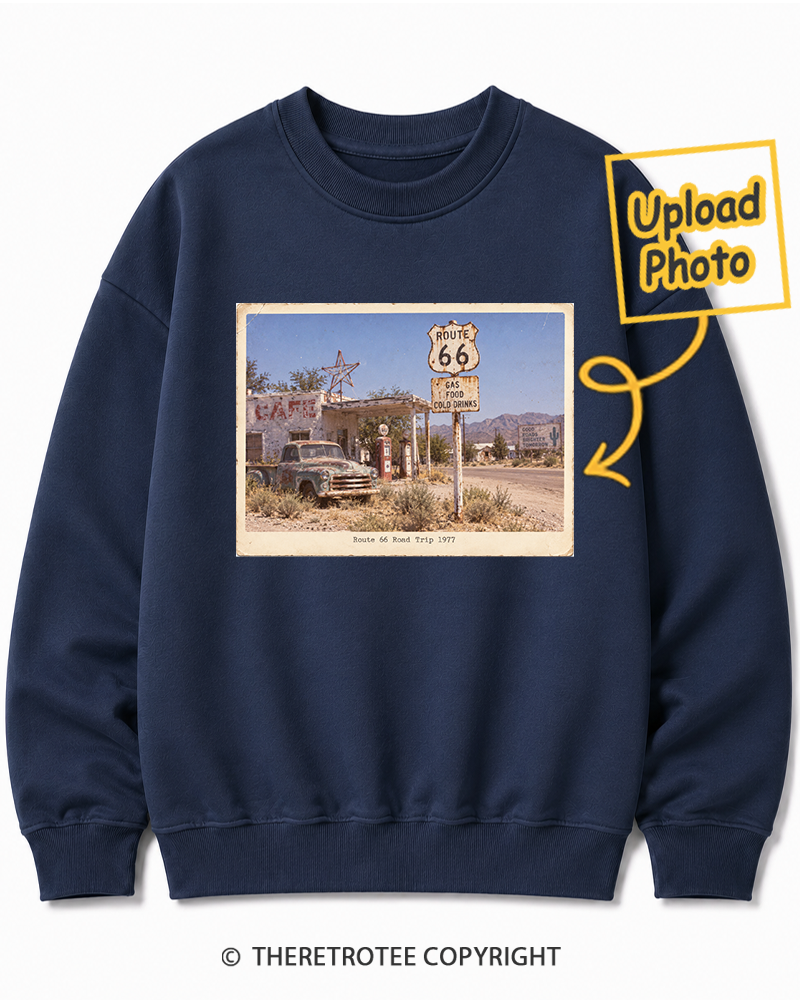 TheRetroTee Personalized Route 66 Road Trip 1977 Sweatshirt