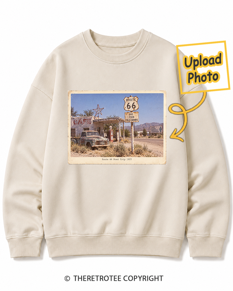 TheRetroTee Personalized Route 66 Road Trip 1977 Sweatshirt