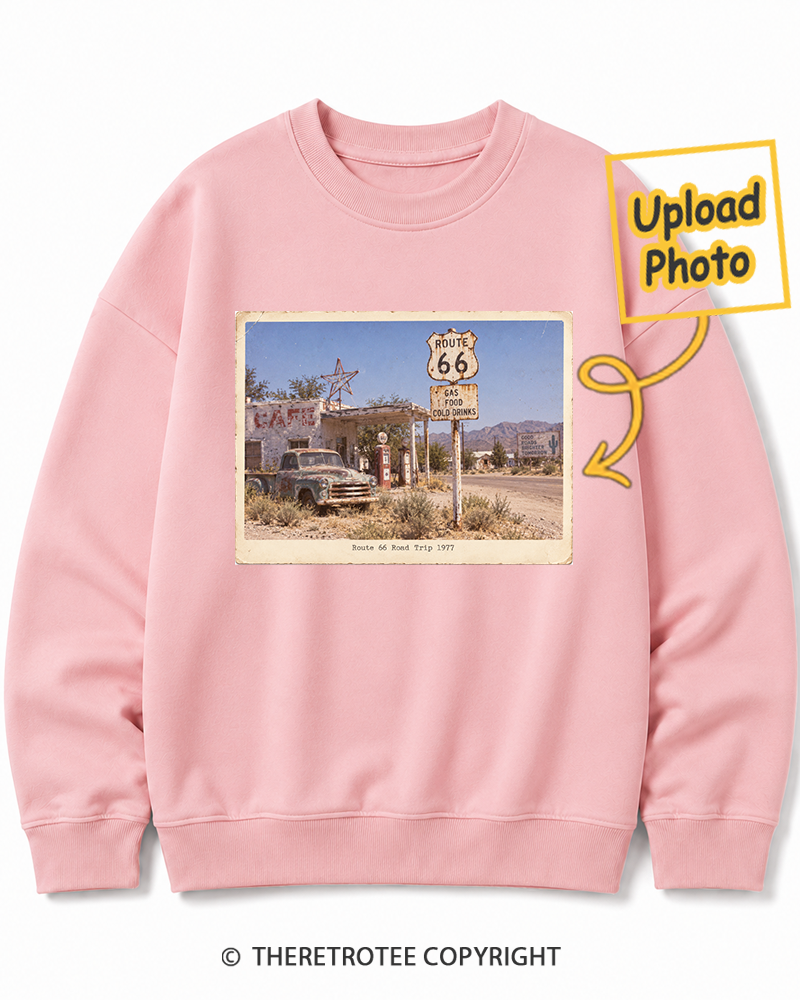 TheRetroTee Personalized Route 66 Road Trip 1977 Sweatshirt