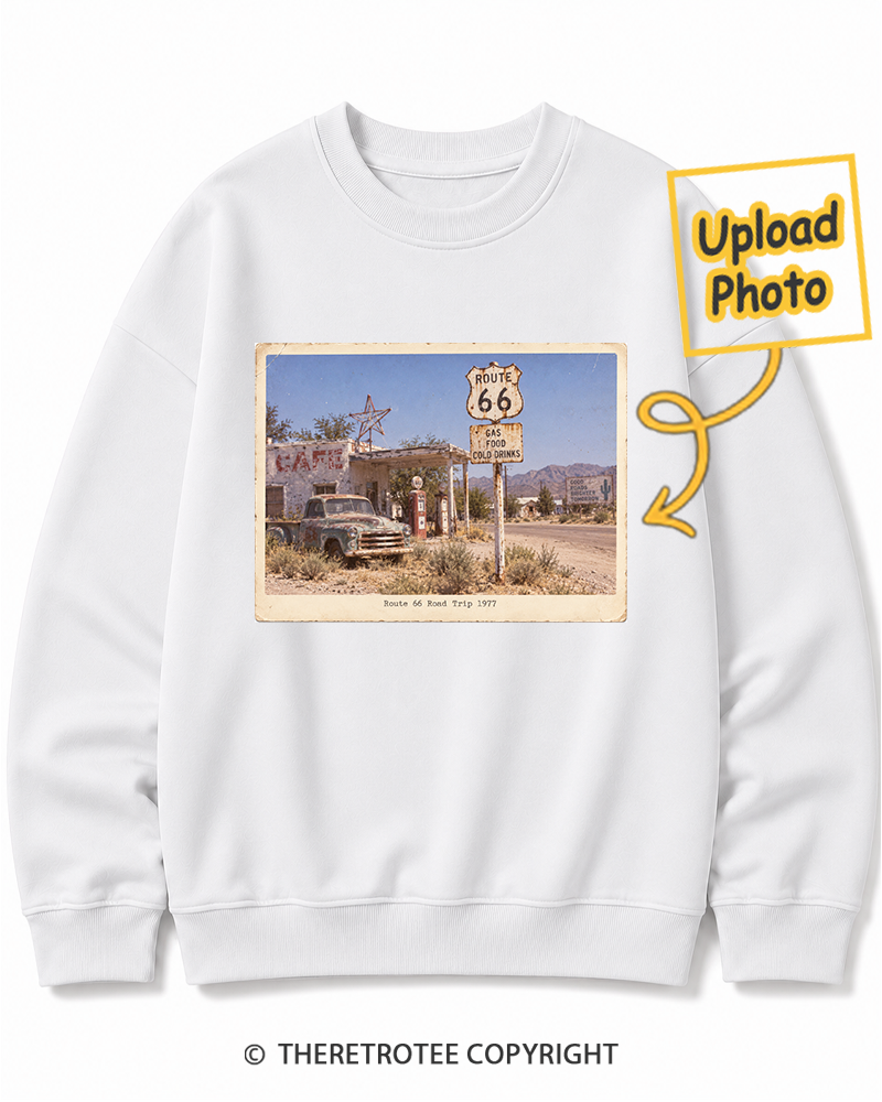 TheRetroTee Personalized Route 66 Road Trip 1977 Sweatshirt