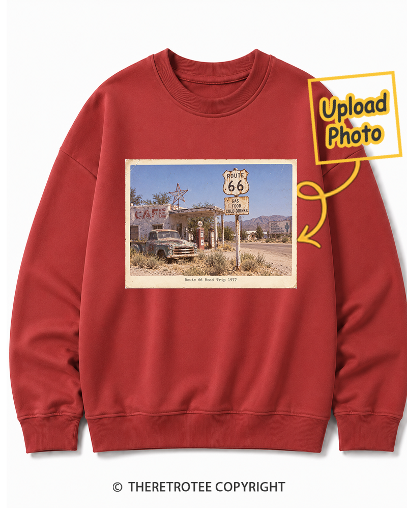 TheRetroTee Personalized Route 66 Road Trip 1977 Sweatshirt