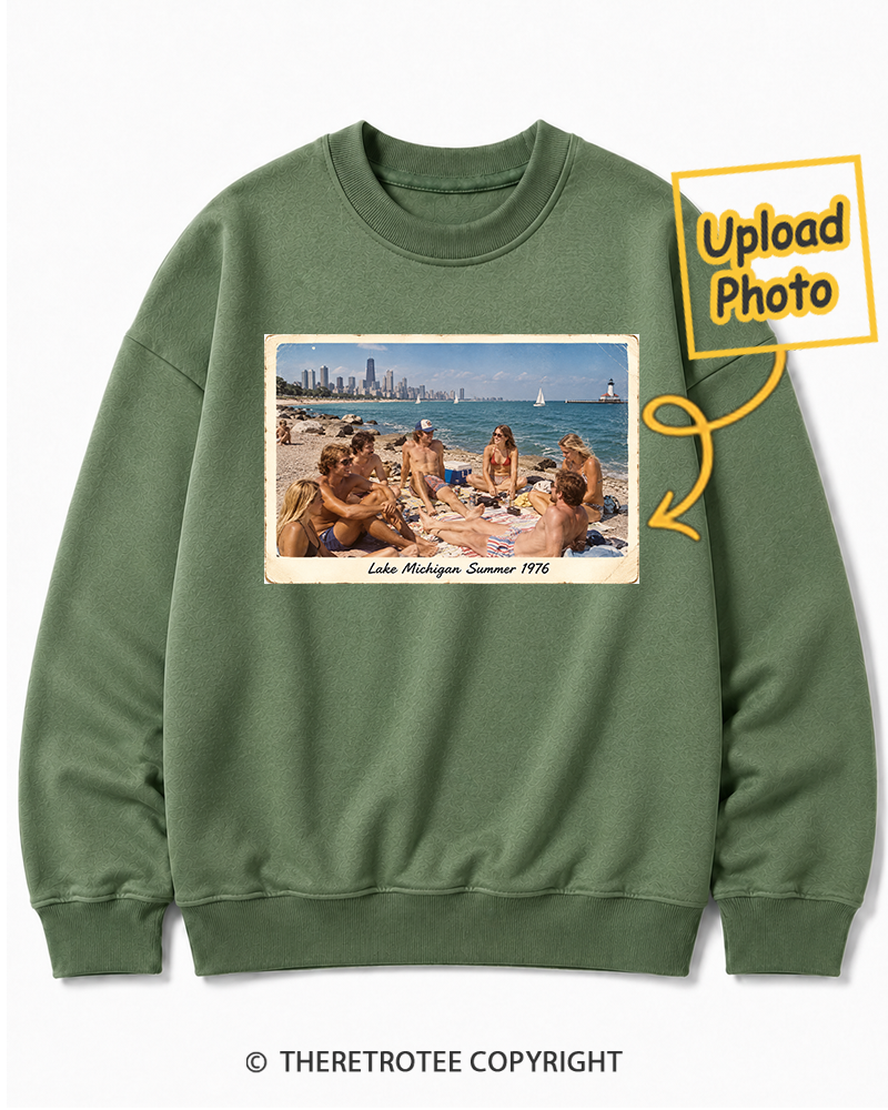TheRetroTee Personalized Lake Michigan Summer 1976 Sweatshirt