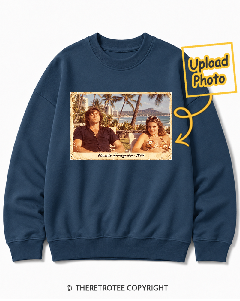 TheRetroTee Personalized Hawaii Honeymoon 1974 Sweatshirt
