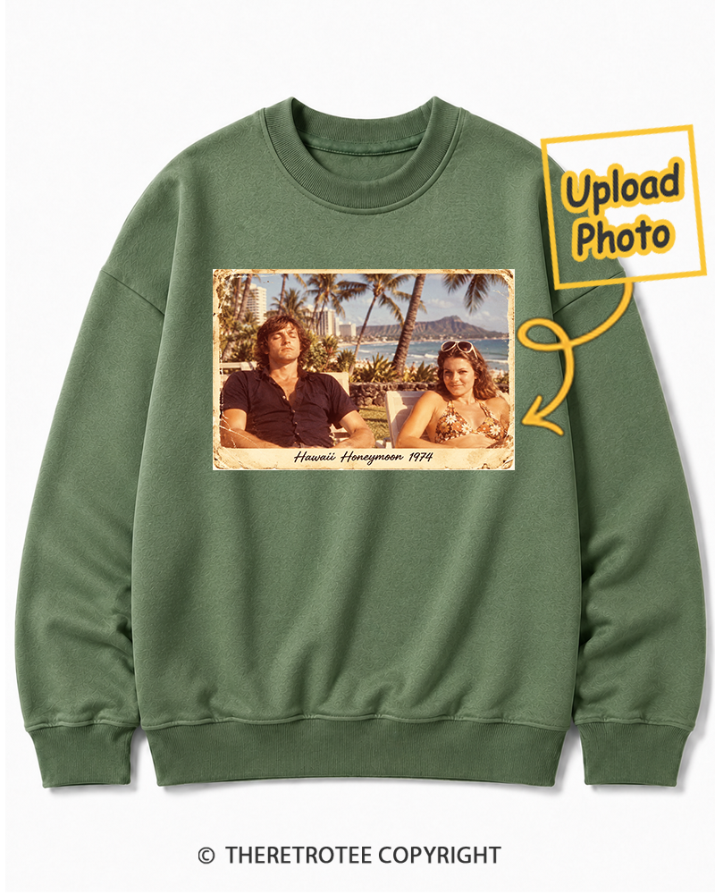 TheRetroTee Personalized Hawaii Honeymoon 1974 Sweatshirt