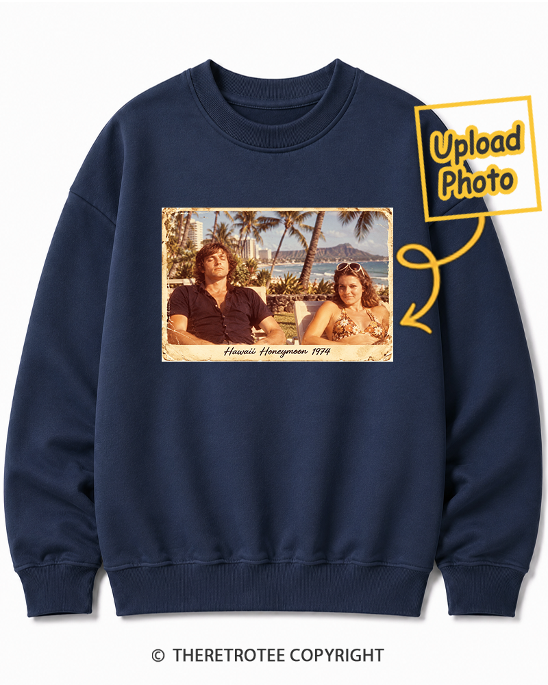 TheRetroTee Personalized Hawaii Honeymoon 1974 Sweatshirt