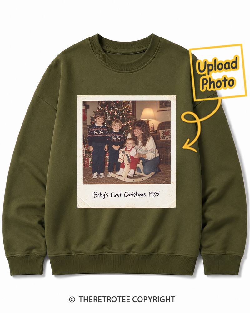 TheRetroTee Personalized Baby's First Christmas 1985 Sweatshirt