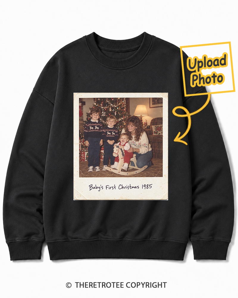 TheRetroTee Personalized Baby's First Christmas 1985 Sweatshirt