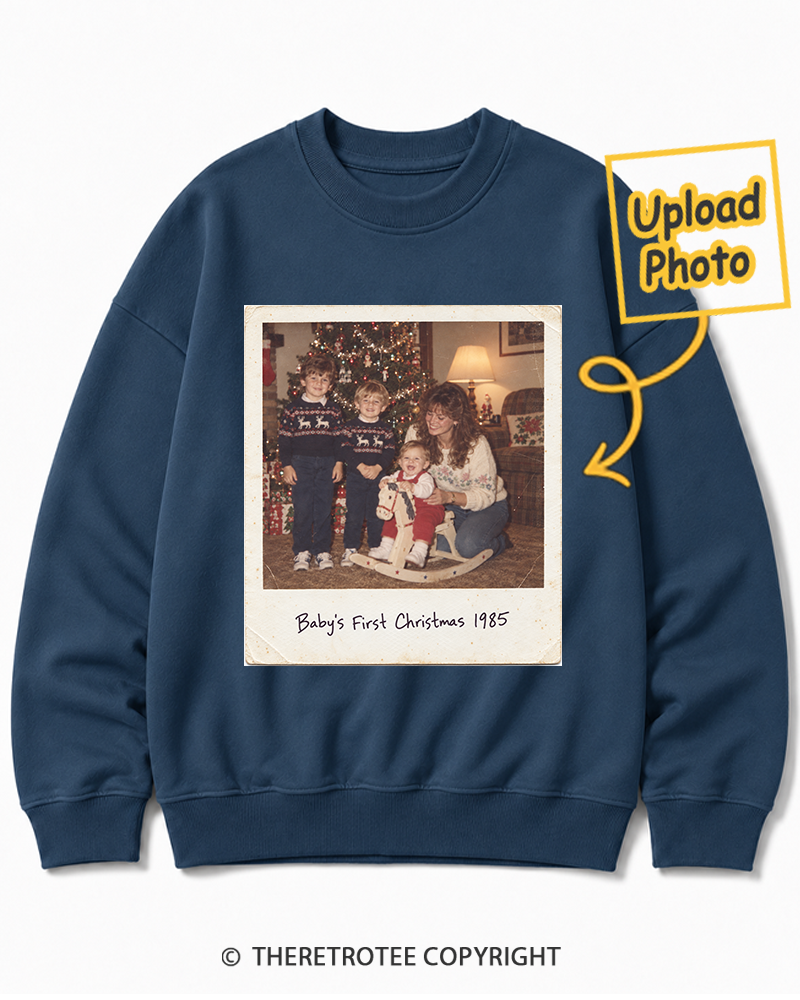 TheRetroTee Personalized Baby's First Christmas 1985 Sweatshirt