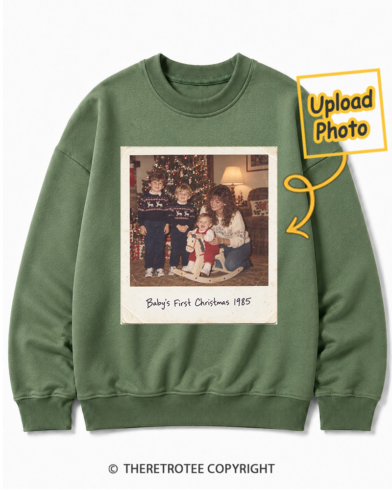 TheRetroTee Personalized Baby's First Christmas 1985 Sweatshirt