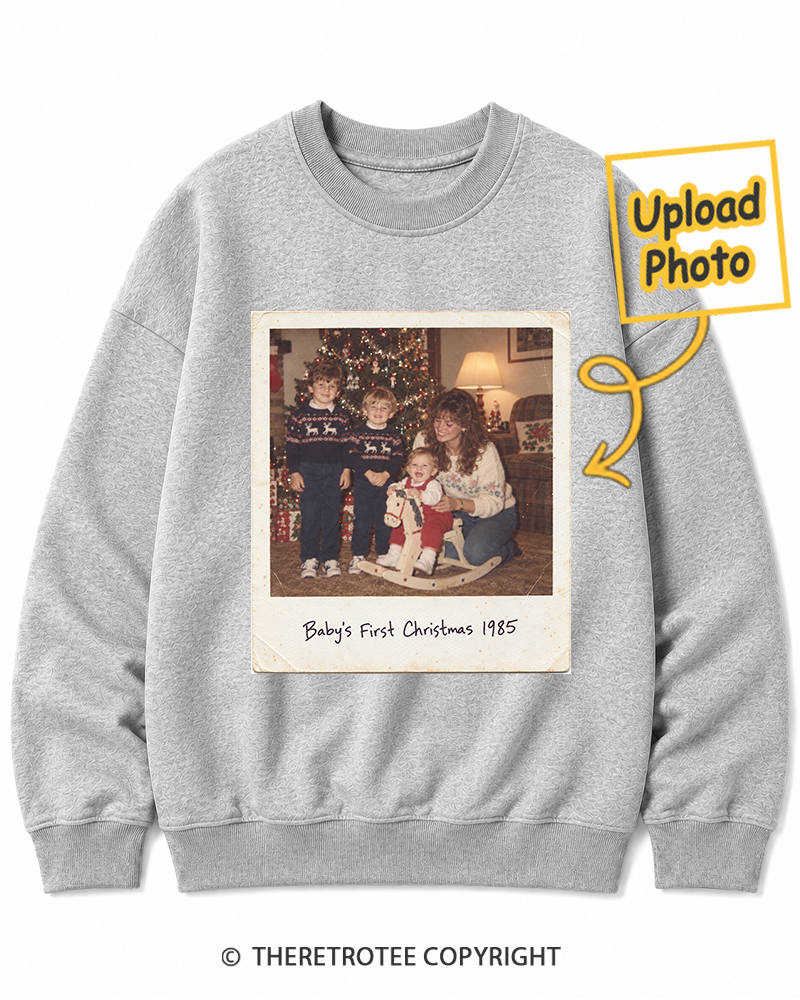 TheRetroTee Personalized Baby's First Christmas 1985 Sweatshirt