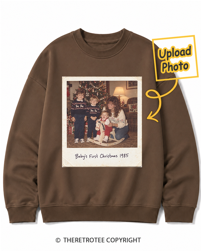 TheRetroTee Personalized Baby's First Christmas 1985 Sweatshirt