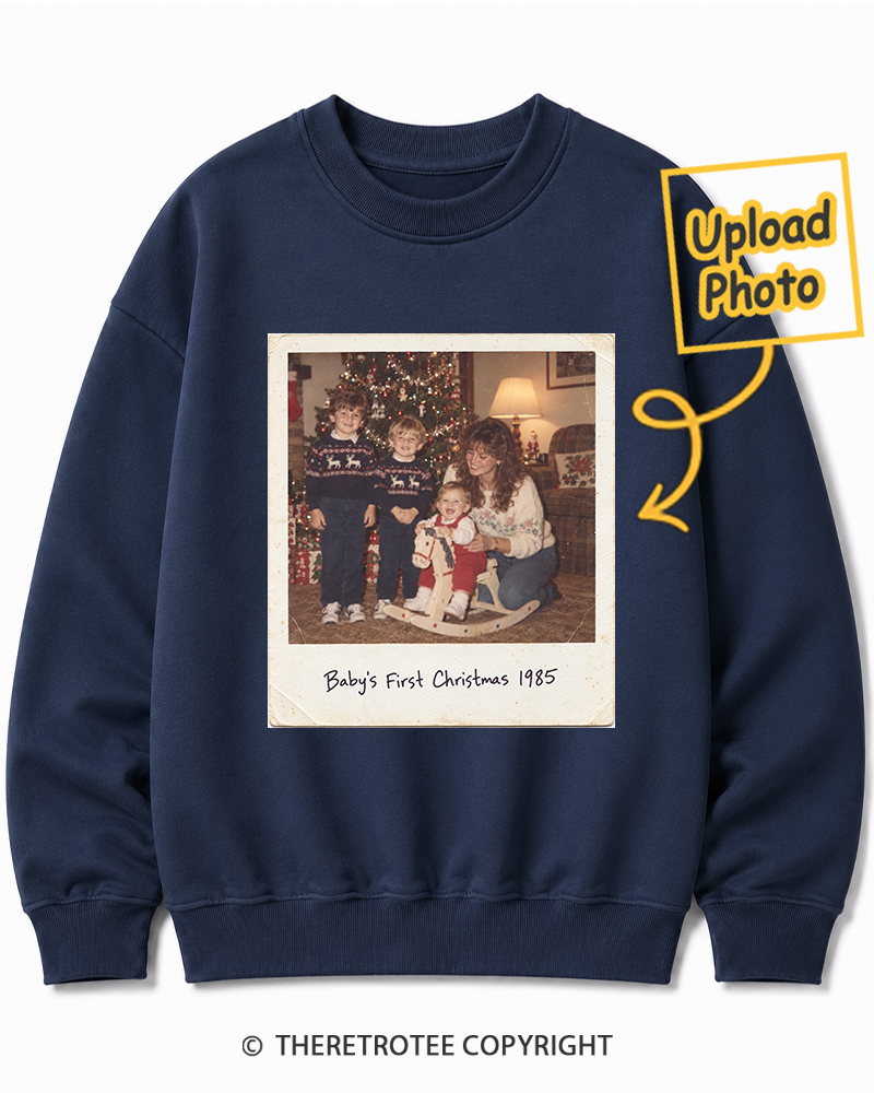 TheRetroTee Personalized Baby's First Christmas 1985 Sweatshirt