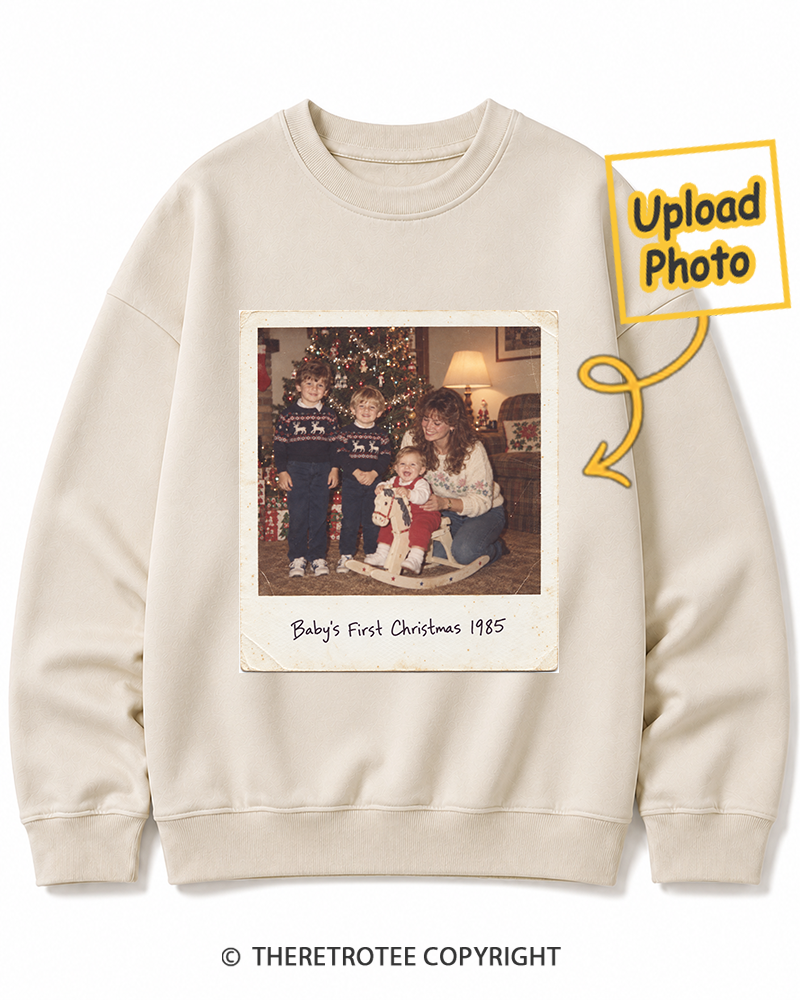 TheRetroTee Personalized Baby's First Christmas 1985 Sweatshirt