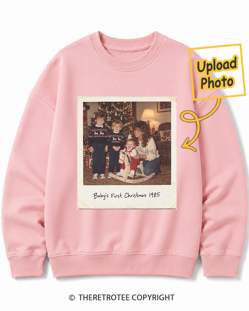 TheRetroTee Personalized Baby's First Christmas 1985 Sweatshirt