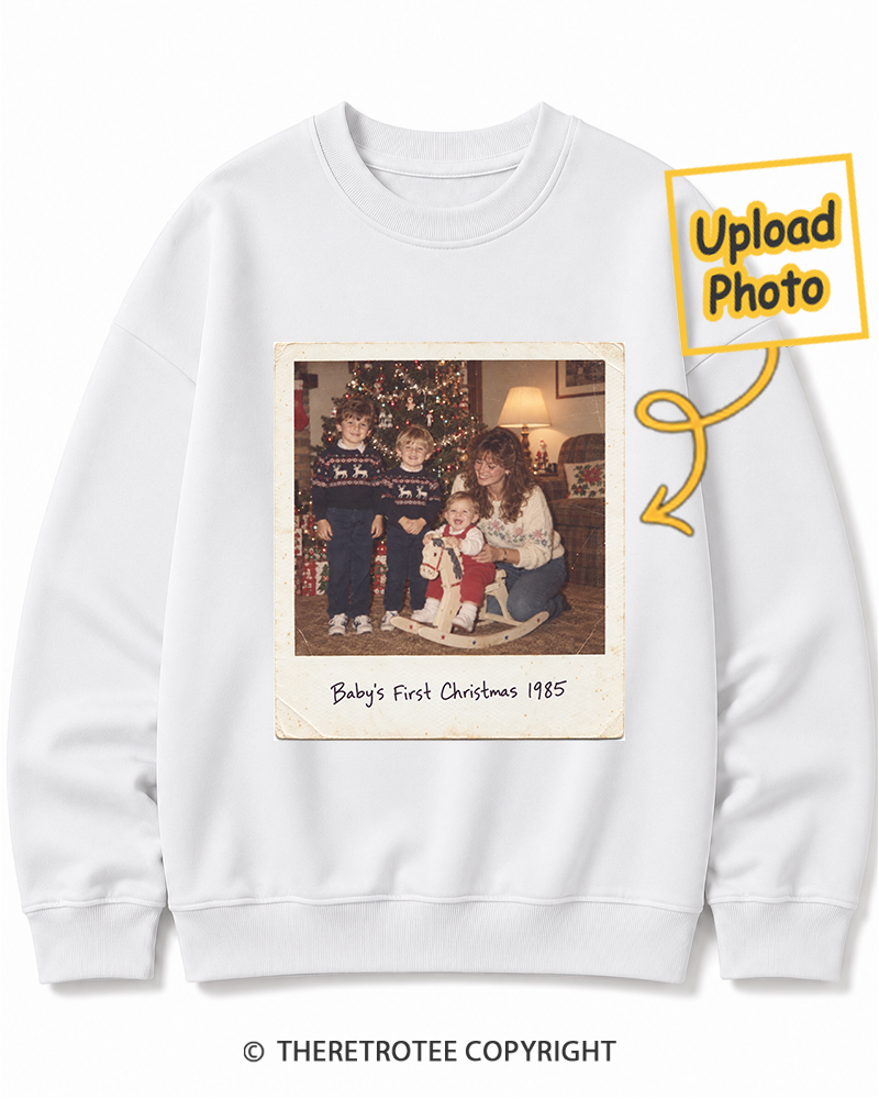 TheRetroTee Personalized Baby's First Christmas 1985 Sweatshirt