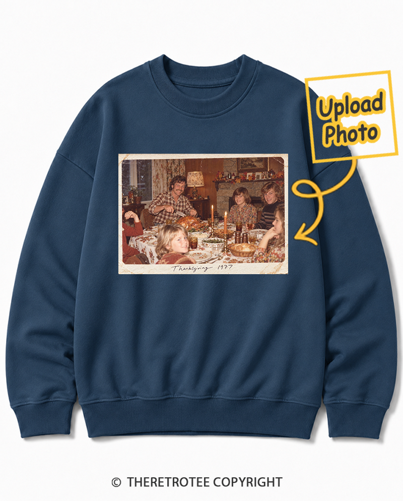 TheRetroTee Personalized Family Thanksgiving 1970 Sweatshirt