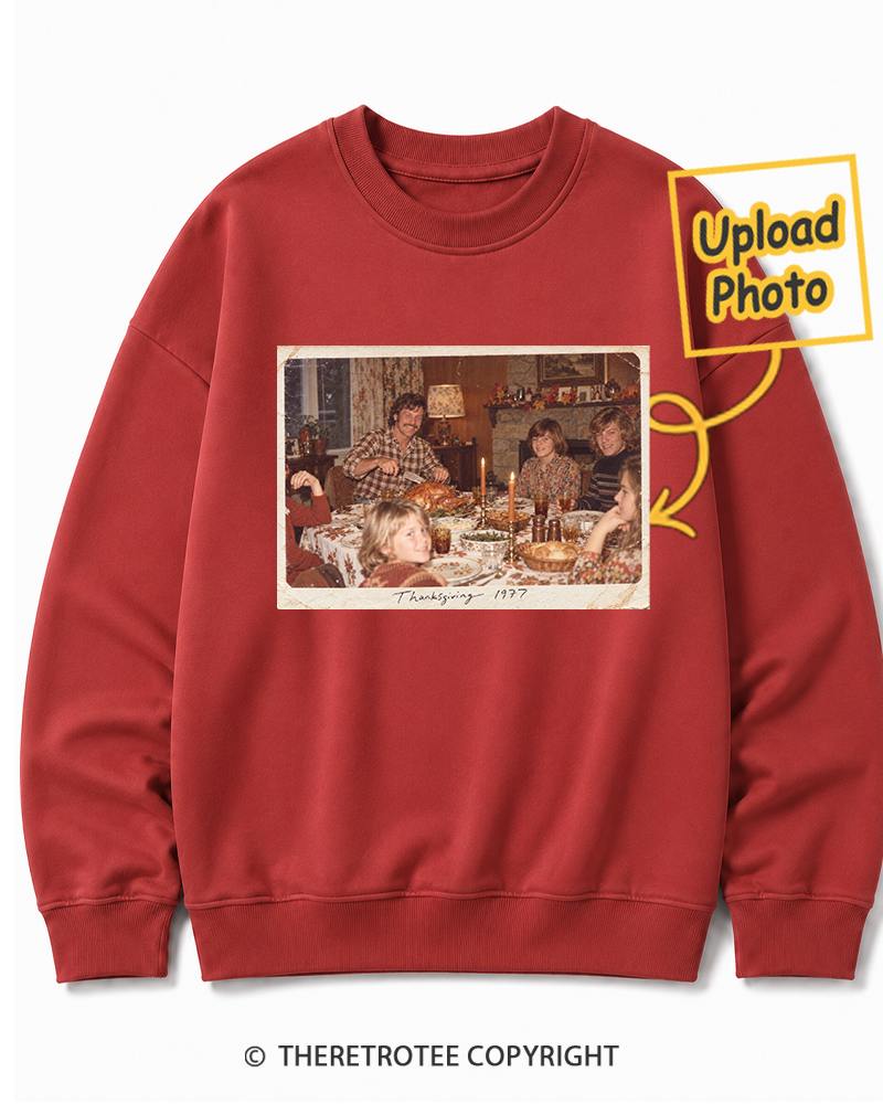 TheRetroTee Personalized Family Thanksgiving 1970 Sweatshirt