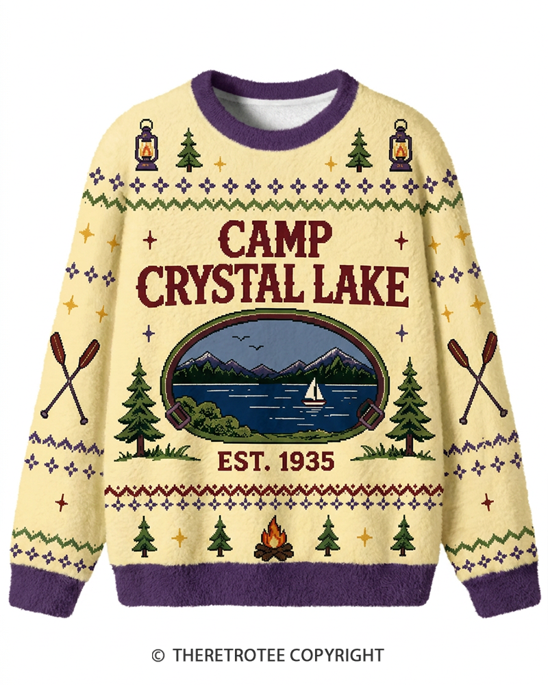 TheRetroTee Camp Crystal Lake Voorhees Horror Sweater