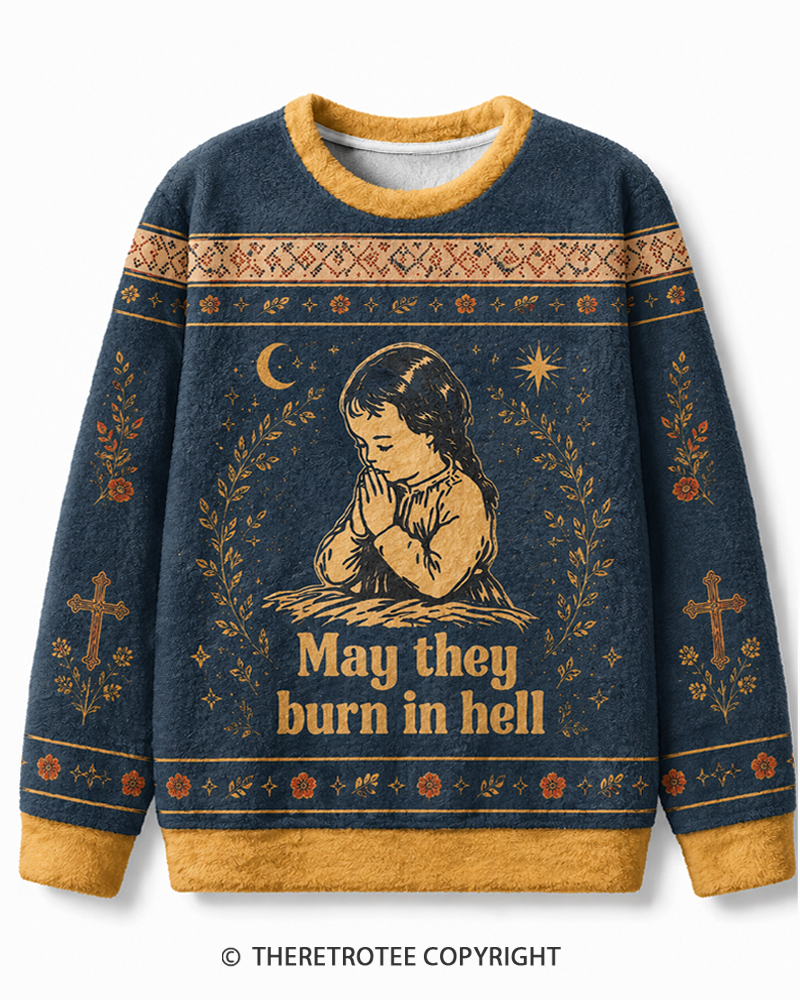 TheRetroTee May They Burn in Hell 1970s Sweater