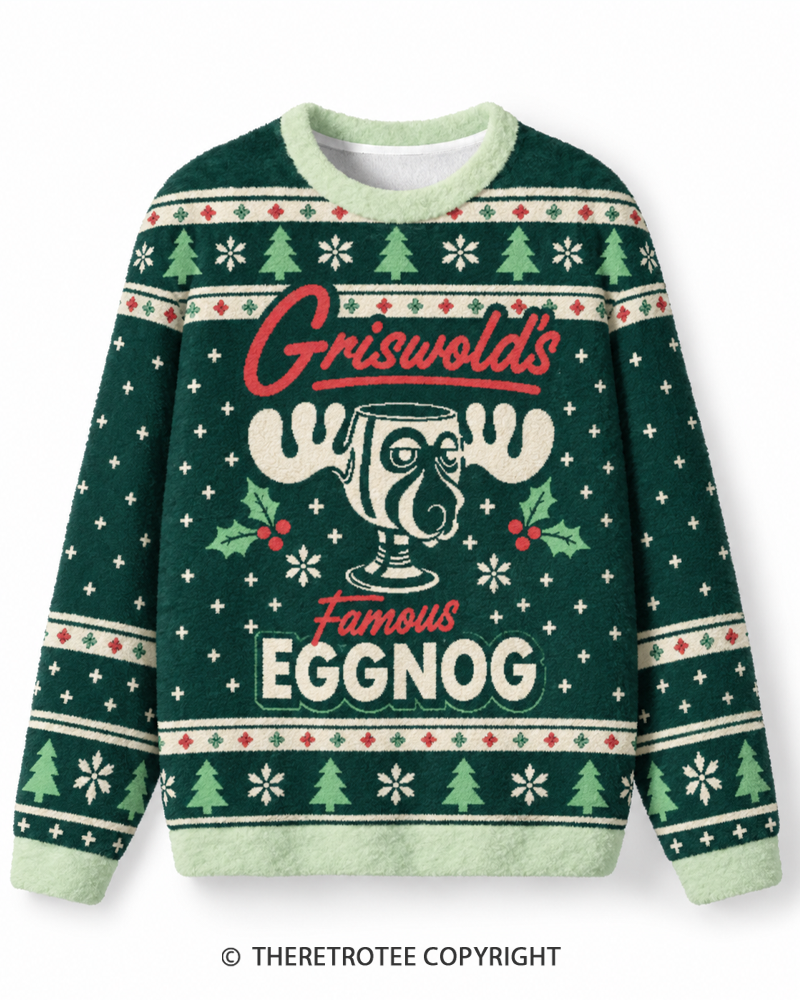TheRetroTee Famous Holiday Eggnog Christmas Sweater