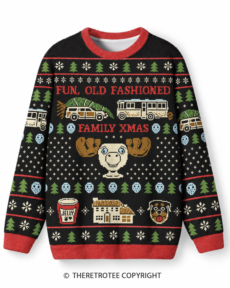 TheRetroTee Fun Old Fashioned Family Christmas Sweater