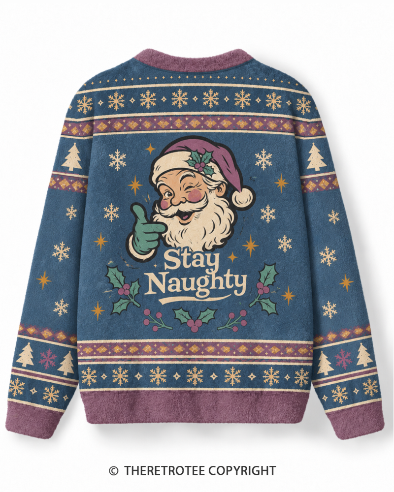 TheRetroTee Stay Naughty Santa Christmas Sweater