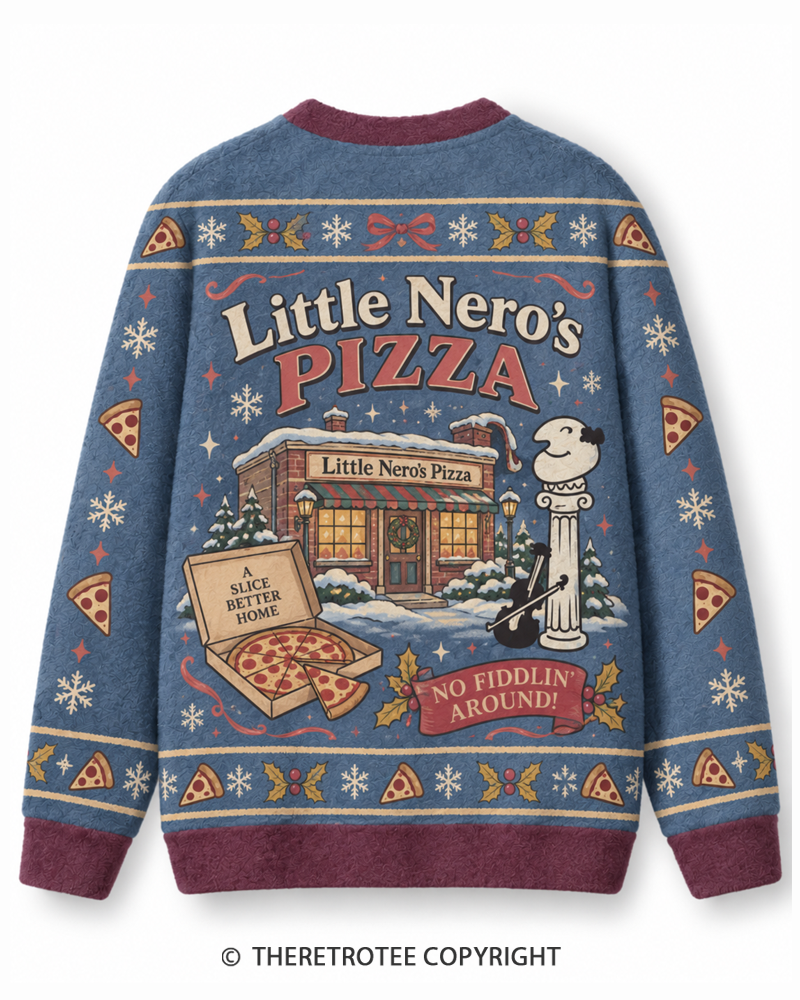 TheRetroTee Retro Holiday Pizza Christmas Sweater