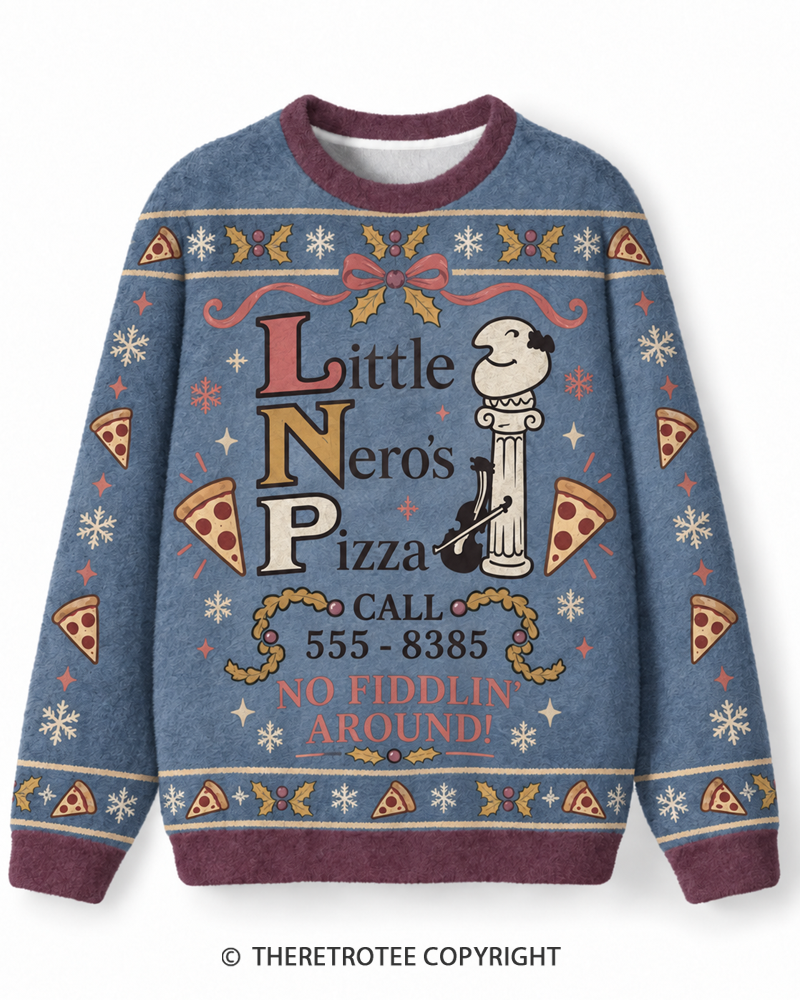 TheRetroTee Retro Holiday Pizza Christmas Sweater